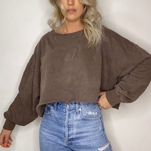 Brown cropped Crewneck sweatshirt